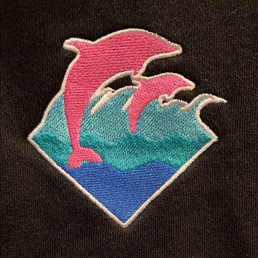 Pink+Dolphin Black Crewneck Sweatshirt with Embroidered dolphin